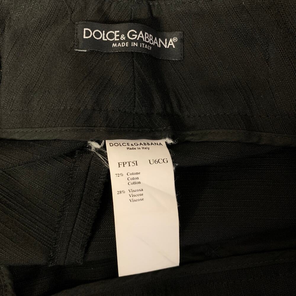 DOLCE & GABBANA Size 34 Black Cotton Blend Capri Dress Pants - Picture 5 of 6
